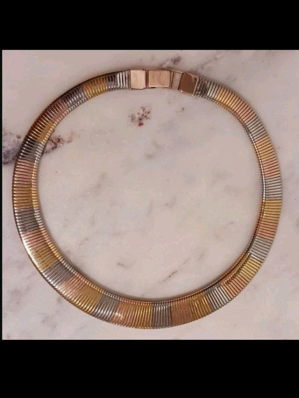 Vintage Tri-Color Tubogas Gas Pipe Collar Necklace - Picture 2 of 10